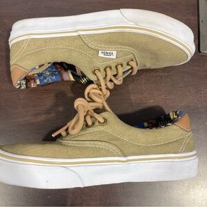 Vans Khaki Canvas Sneakers with White Soles youth 4.5